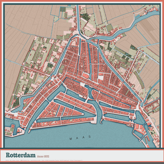 De stadskaart van Rotterdam uit 1832 replica