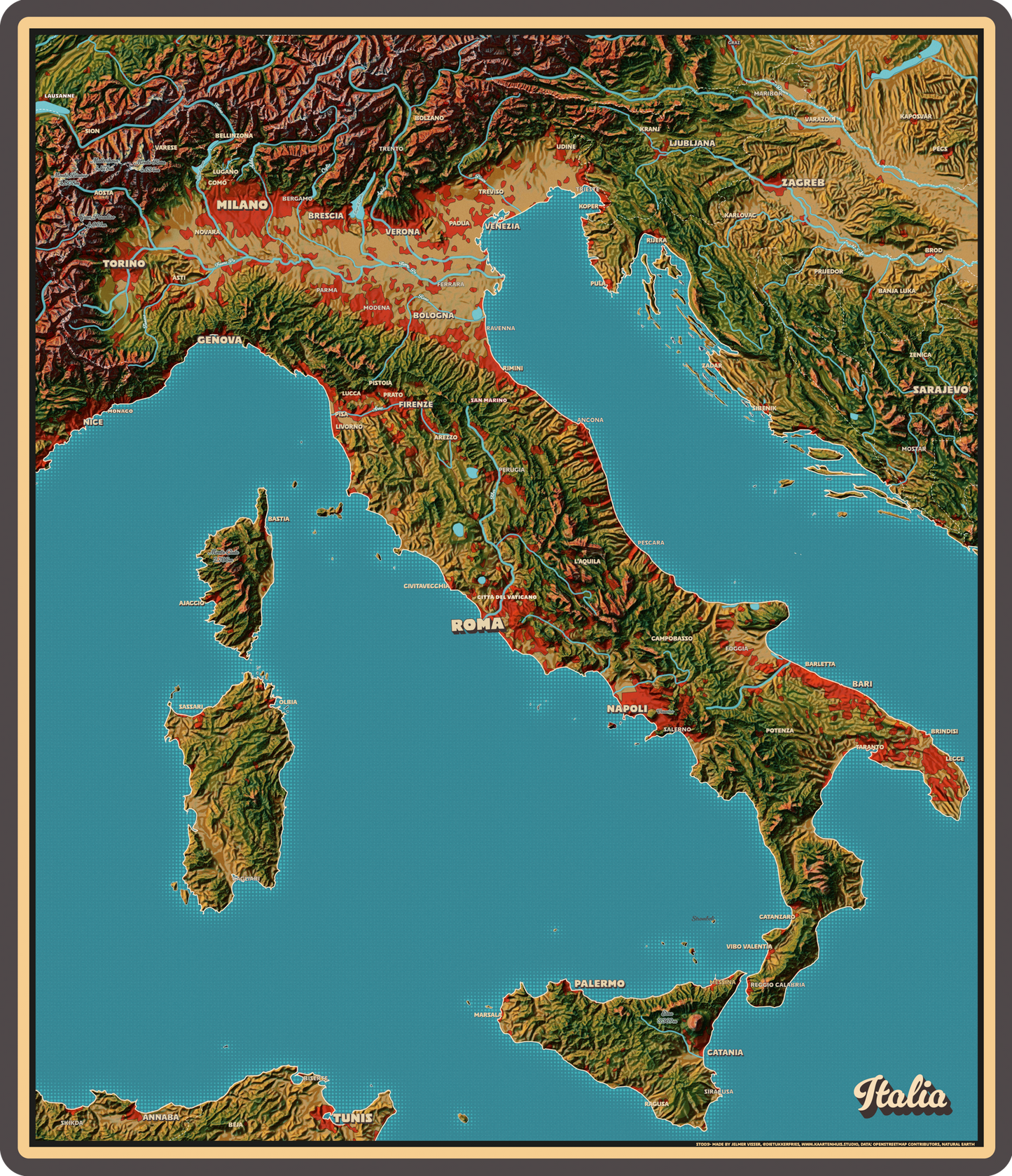 Een kaart van Italië 