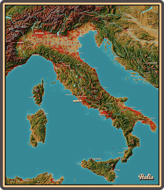 Een kaart van Italië 